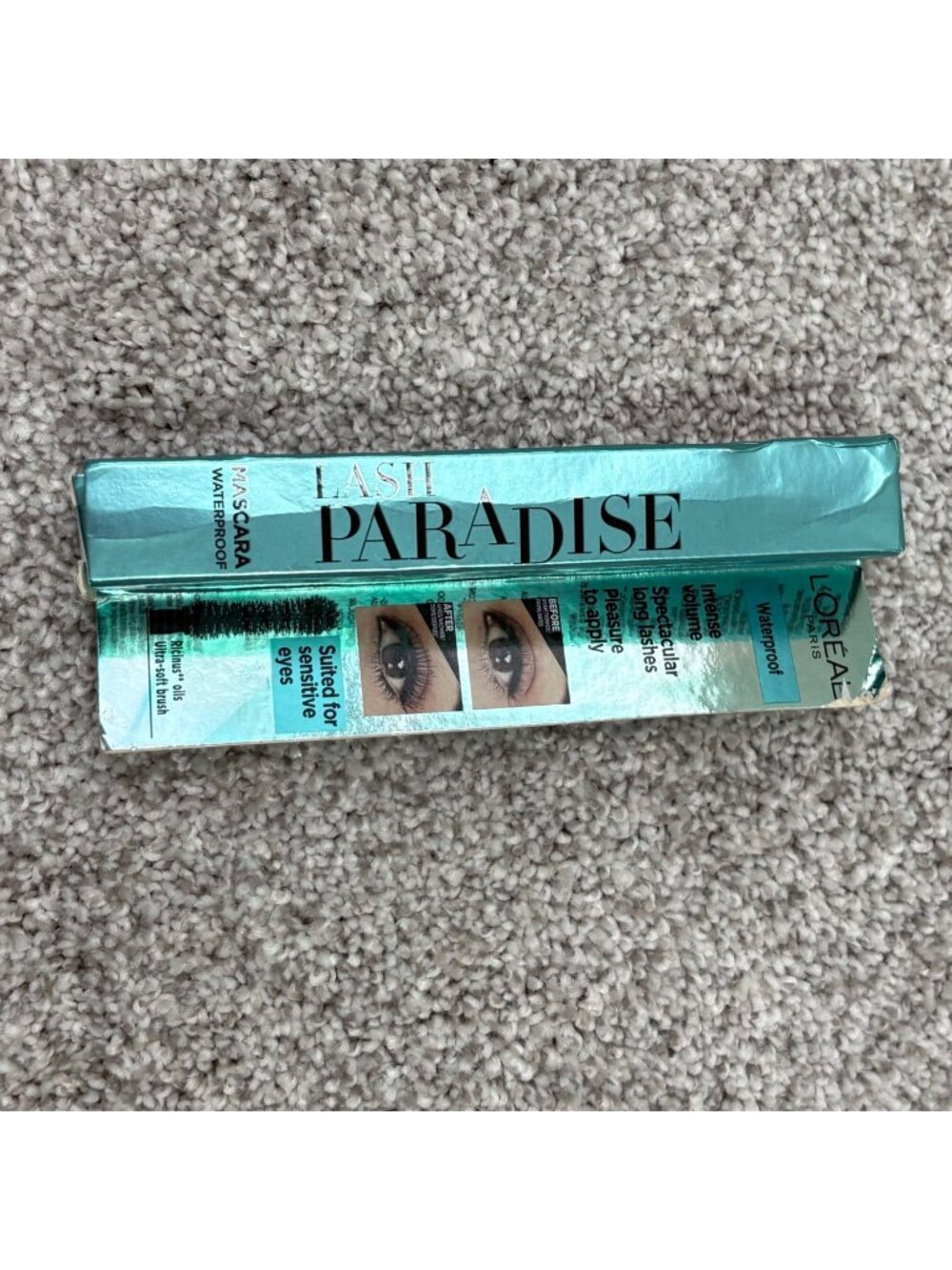 L'Oreal Lash Paradise Waterproof Black Mascara Intense Volume Sensitive Eyes